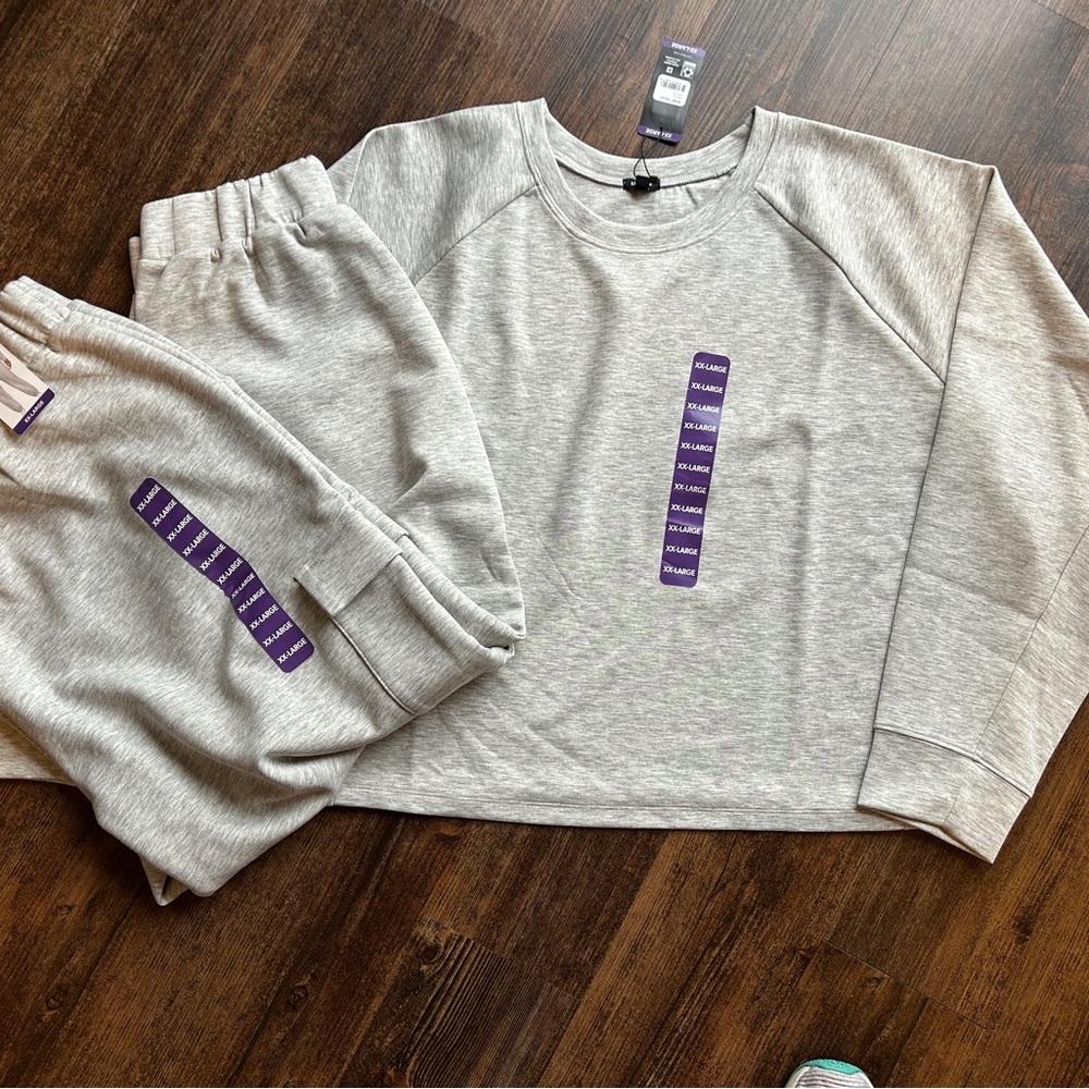 Express Ladies Heather Gray Casual/Lounge Set, XXL - Picture 2 of 8